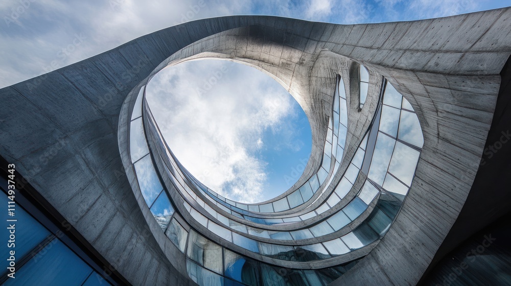 Obraz premium Abstract Concrete Architecture: A Symphony in Grey and Blue