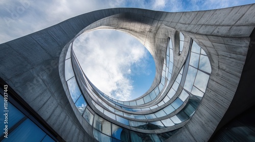 Abstract Concrete Architecture: A Symphony in Grey and Blue