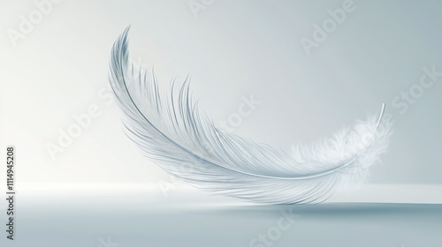 Elegant White Feather Resting on Soft Fabric Waves