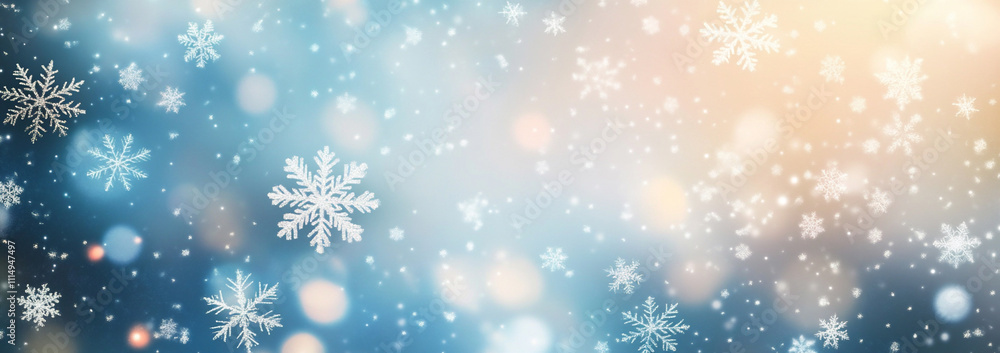 A blurred background of falling snowflakes an A blurred background of falling snowflakes an