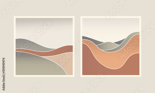 Vector illustration. Smooth sandy hills with warm shades of beige and terracotta, designed in a minimalist style.