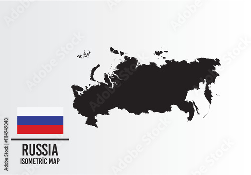 Russıa vector map with flag next to it. Russıa map with national flag isolated on white background. Vector illustration