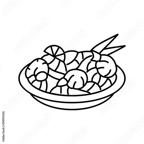 pad thai cuisine line icon vector. pad thai cuisine sign. isolated contour symbol black illustration