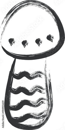 筆書きキノコ類単品アイコン　松茸