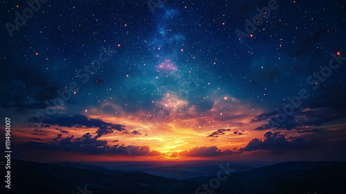 Wallpaper Mural Midnight sky with twinkling stars and soft ne Torontodigital.ca