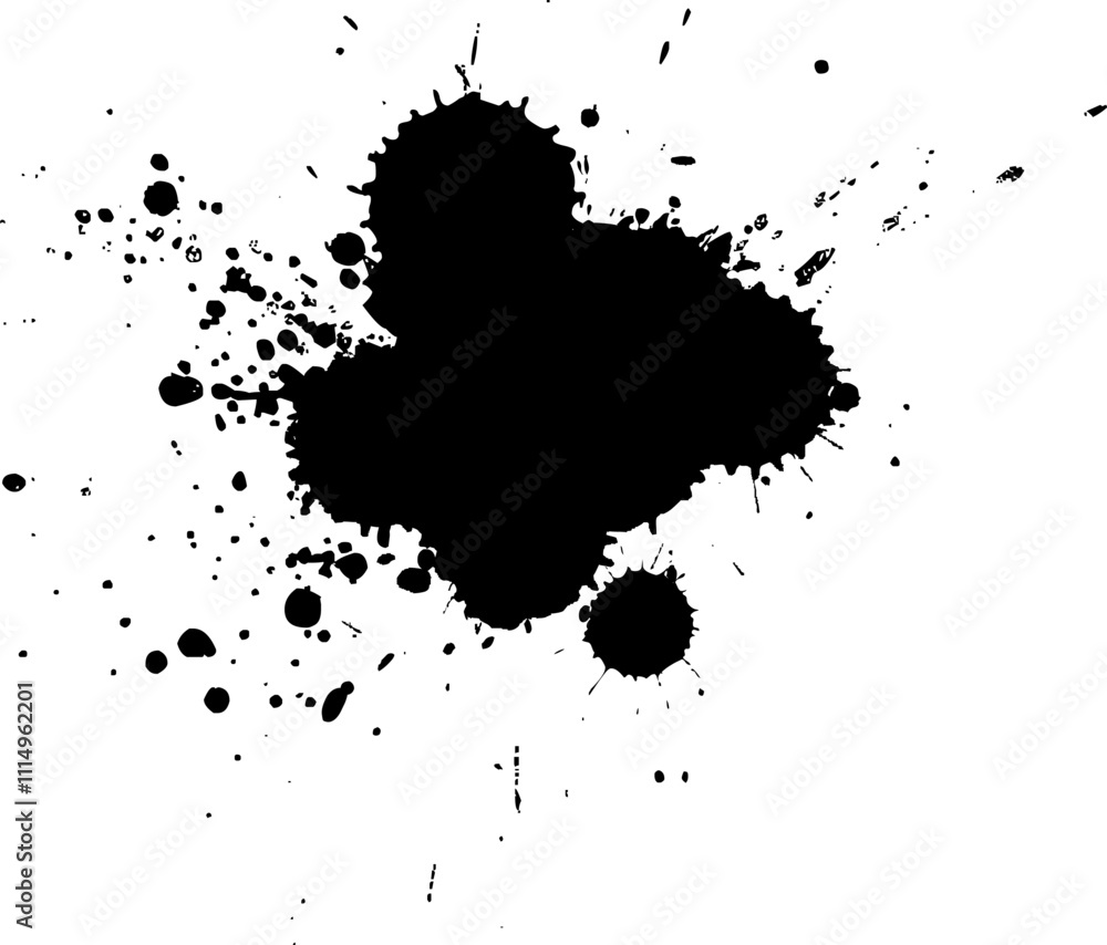 Obraz premium black watercolor brushed painting dropped splash splatter artistic grunge graphic