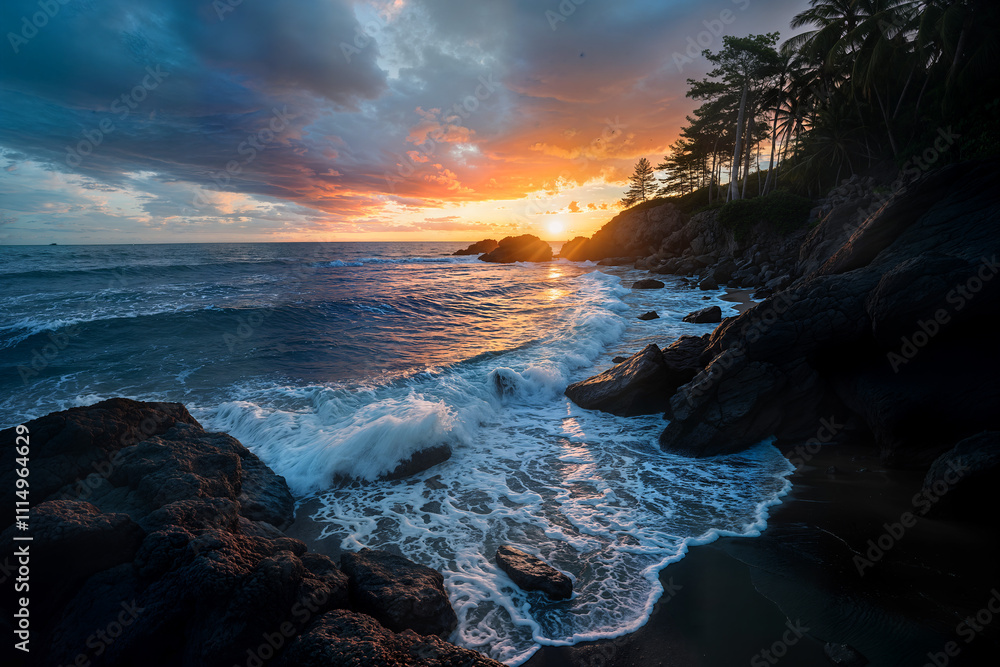 Obraz premium sunset over the sea at the cove.