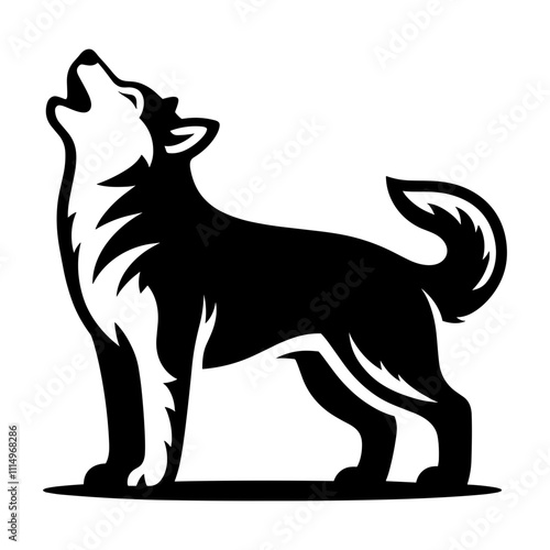 Howling Siberian Husky Silhouette