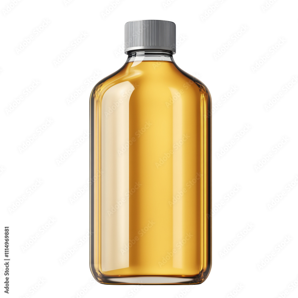 Elegant Amber Glass Bottle for Liquids on a white background. Elegant Amber Glass Bottle for Liquids on a white background.