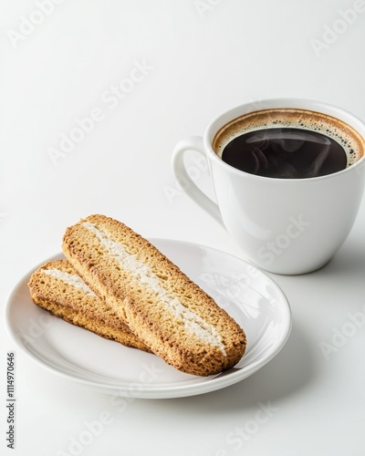 Enjoying coffee and biscotti cozy home setting food minimalist style warm atmosphere for relaxation