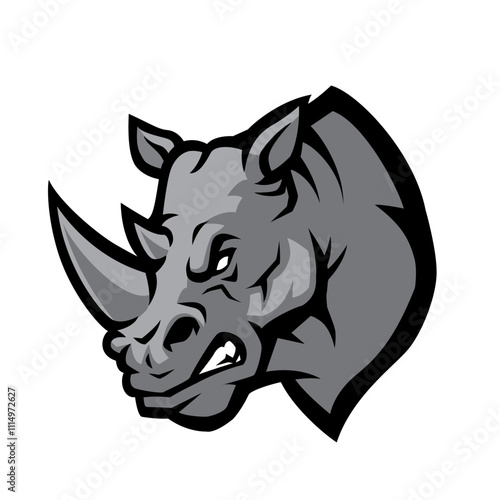 Furious rhino sport vector logo concept isolated