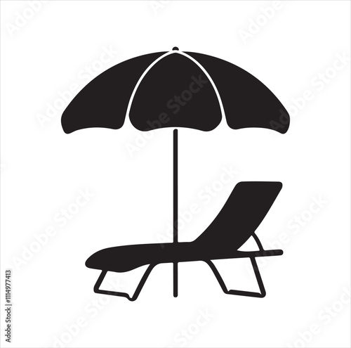 beach chair and umbrella