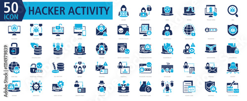 HACKER ACTIVITY ICONSET COLOR FILL STYLE with hacker,hacker activity,hack,worms,trojan horse,bug,malware,malware,hacking,device
