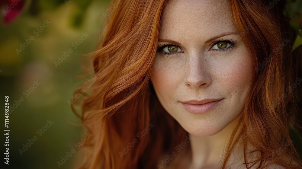 Red-haired woman with green eyes close-up Red-haired woman with green eyes close-up