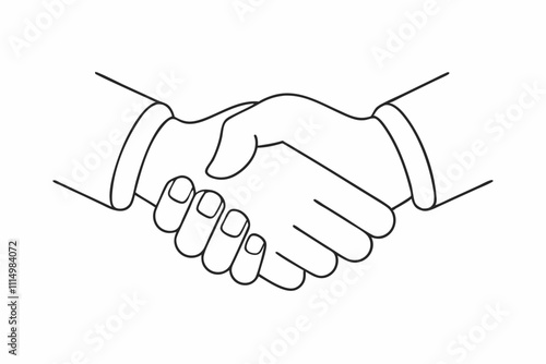 line art vector handshake between two people on white background. hand shaking line art vector. hand shake vector