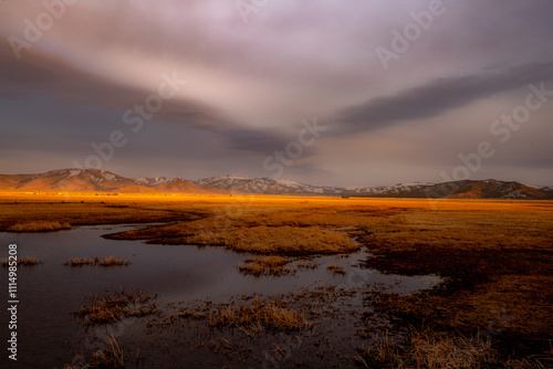 sunset over the river