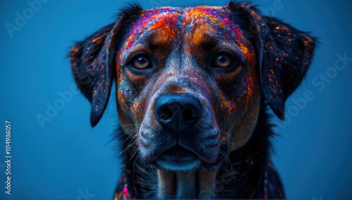 Vibrant dog portrait studio pet photography artistic close-up colorful expression