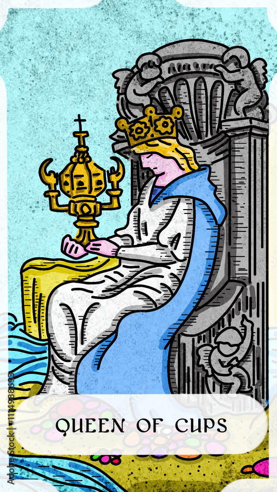 Obraz premium Tarot card the queen of cups 
