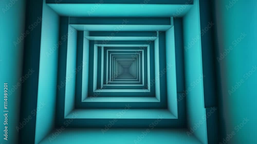 Geometric Tunnel Seamless Loop Background in Teal Color Geometric Tunnel Seamless Loop Background in Teal Color