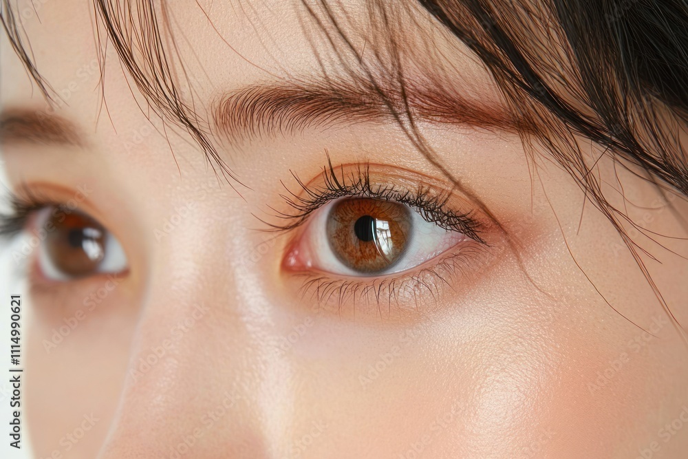 Fototapeta premium Woman's Eye Close-Up with Makeup and Contact Lens