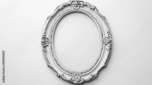 elegant vintage oval photo frame with a baroque victorian ornate border, set against a white background, ready for a precious memory or artwork display