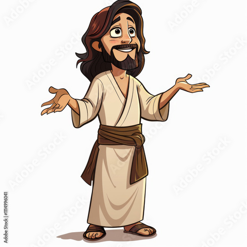 Clean line animation of Jesus isolated on a white background