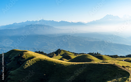 Landscape view of Mountain hill in Sailung, Nepal. photo