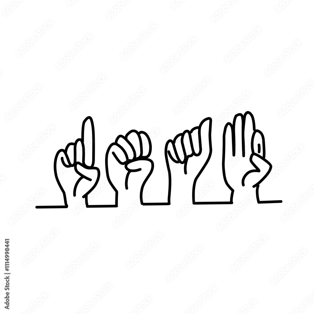 Fototapeta premium Hand gestures line art
