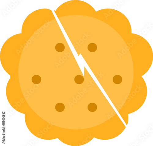 Single Crispy Broken Cookie Illustration