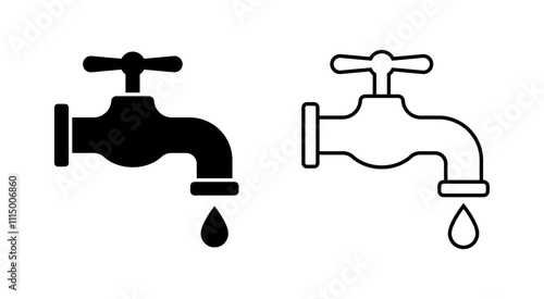 Water tap icon set