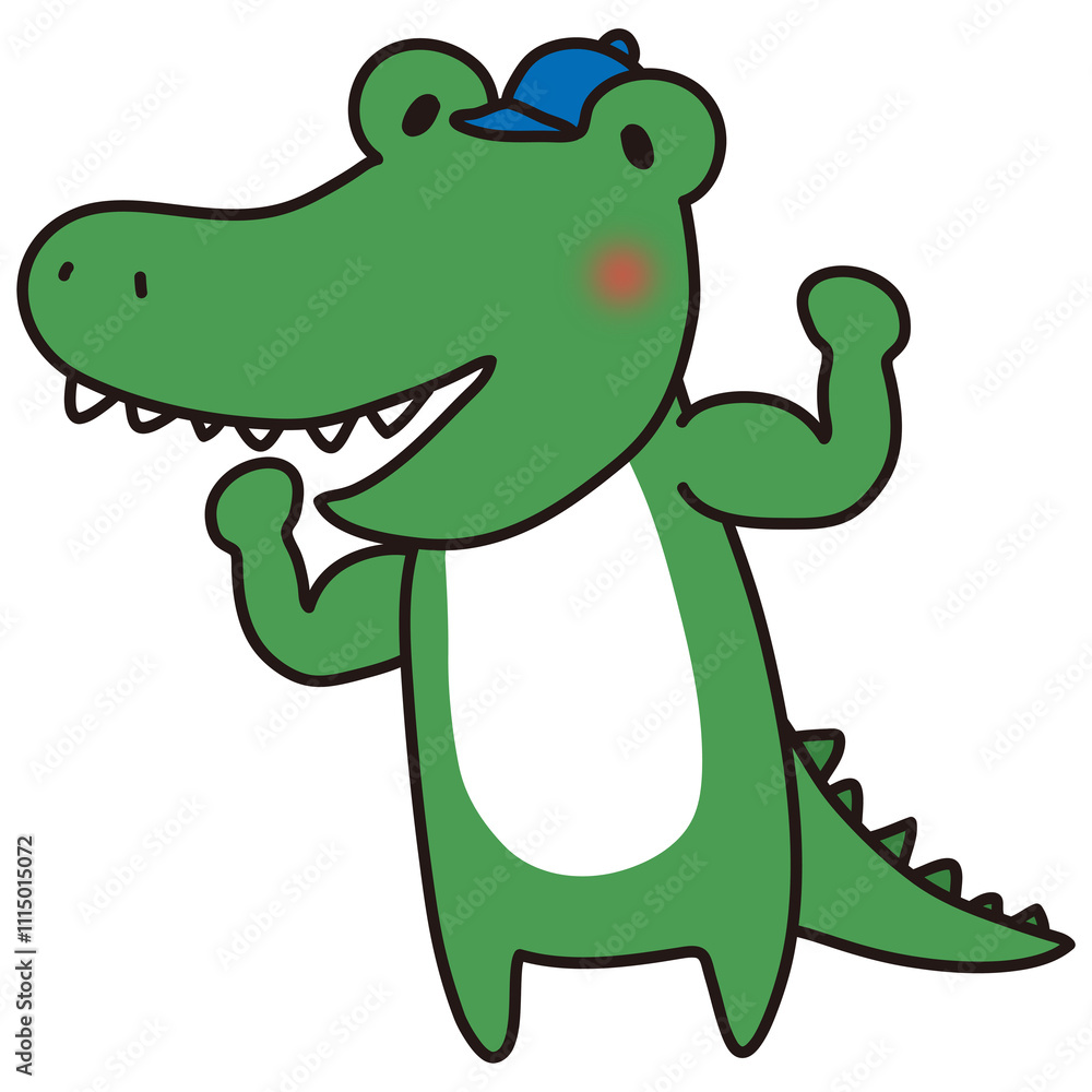 Obraz premium 筋肉もりもりのお兄さんワニ