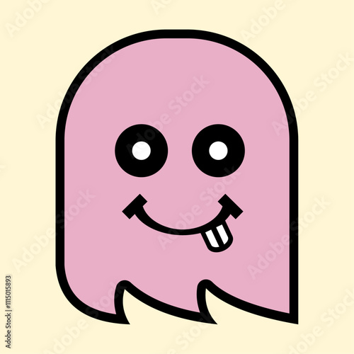 Playful Pink Ghost Character Design for Kids and Digital Art Projects photo