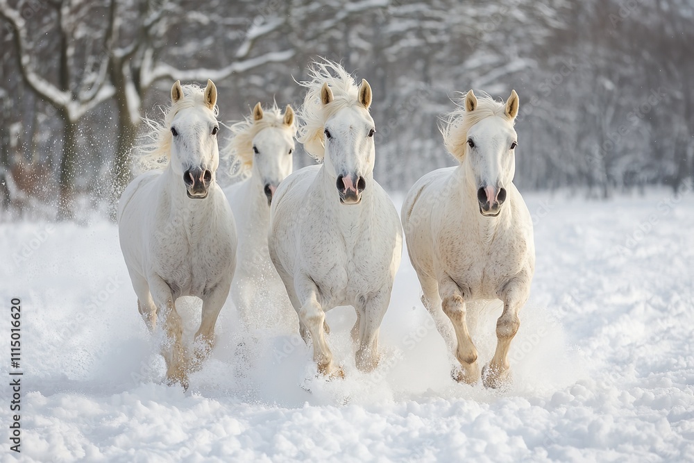 Naklejka premium White Horse is of excellent quality. Generative Ai