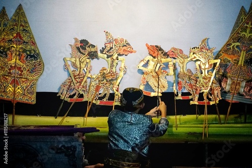 Wayang kulit or puppet traditional art from Java, Indonesia in regional art performances