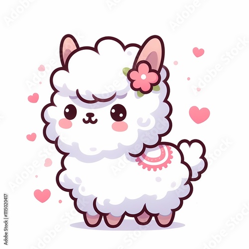 Wallpaper Mural Cute Chibi Llama Illustration in Flat Style - White Background Torontodigital.ca