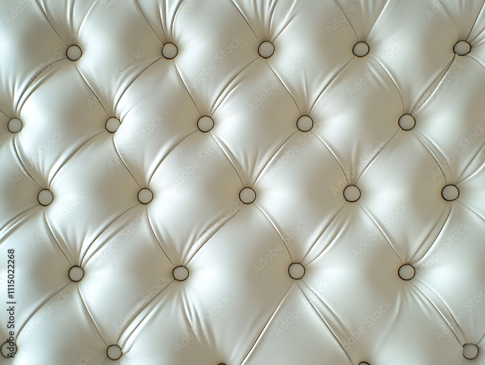 Close-Up of Luxurious White Tufted Leather Upholstery with Diamond-Shaped Button Pattern, Highlighting Soft Texture and Elegant Design for Interior Inspiration Close-Up of Luxurious White Tufted Leather Upholstery with Diamond-Shaped Button Pattern, Highlighting Soft Texture and Elegant Design for Interior Inspiration