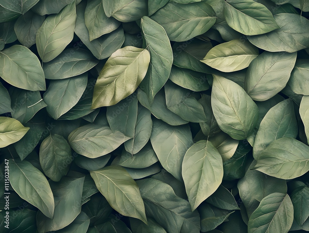 A close-up of various green leaves layered together, creating a natural texture. A close-up of various green leaves layered together, creating a natural texture.