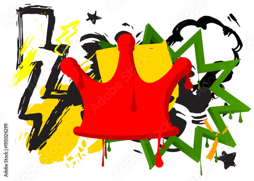 Crown graffiti. Abstract modern street art decoration performed in urban painting style. photo