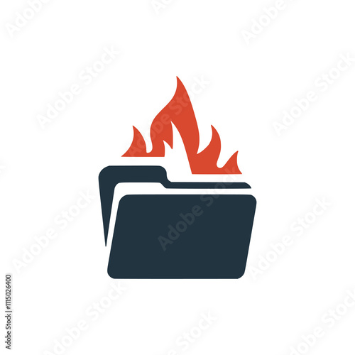folder with fire data file logo vector illustration template design