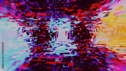 An abstract digital artwork featuring vibrant colors and reflections, creating a surreal atmosphere.