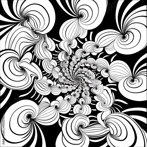 Dynamic spiral patterns abstract art digital design monochrome environment artistic viewpoint visual concept exploration