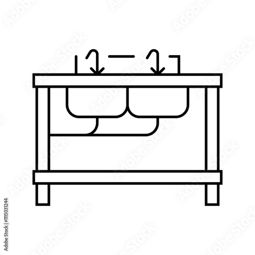 sinks restaurant equipment line icon vector. sinks restaurant equipment sign. isolated contour symbol black illustration