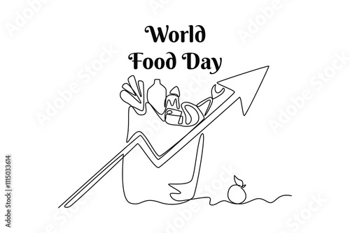 World Food Day concept. Single line draw design vector graphic illustration.