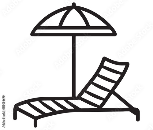 Beach chair and umbrella vector, Chaise longue and umbrella