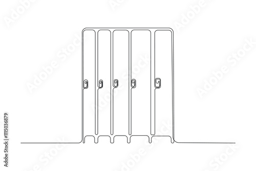 Hand-drawn school locker continuous line art drawing. Vector illustration.