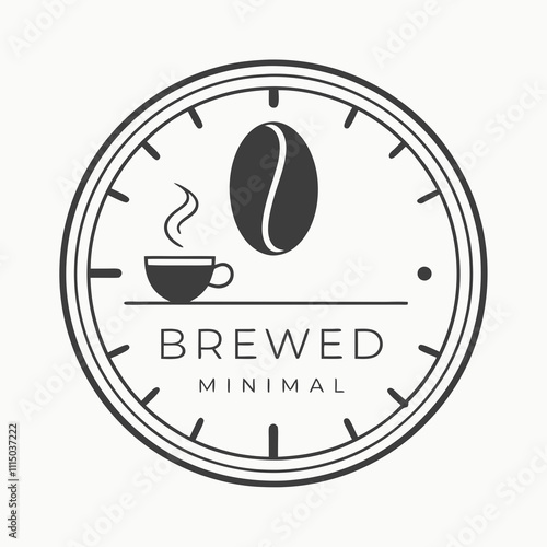 A sleek and simple modern coffee shop logo featuring a simple coffee bean icon with gentle steam lines. The brand name “Brewed Minimal” is a clean sans serif.