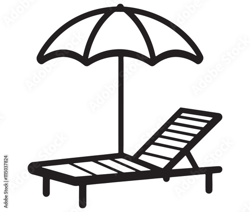 Beach chair and umbrella vector, Chaise longue and umbrella