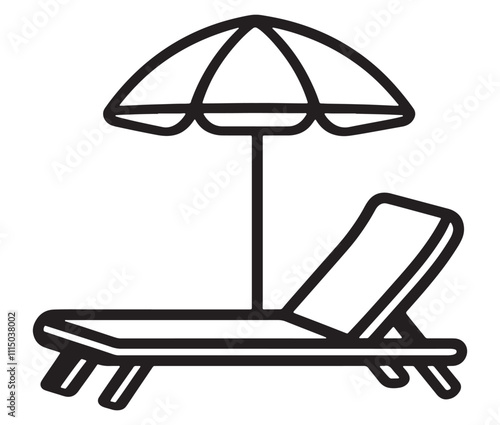 Beach chair and umbrella vector, Chaise longue and umbrella