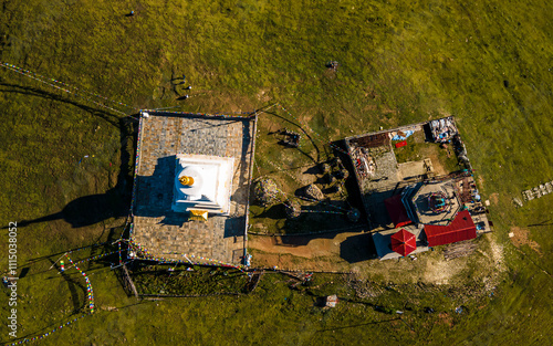 aerial view of buddhist stupa in Sailung hill, Dolakha, Nepal. photo