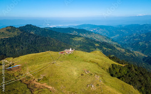 aerial view of buddhist stupa in Sailung hill, Dolakha, Nepal. photo